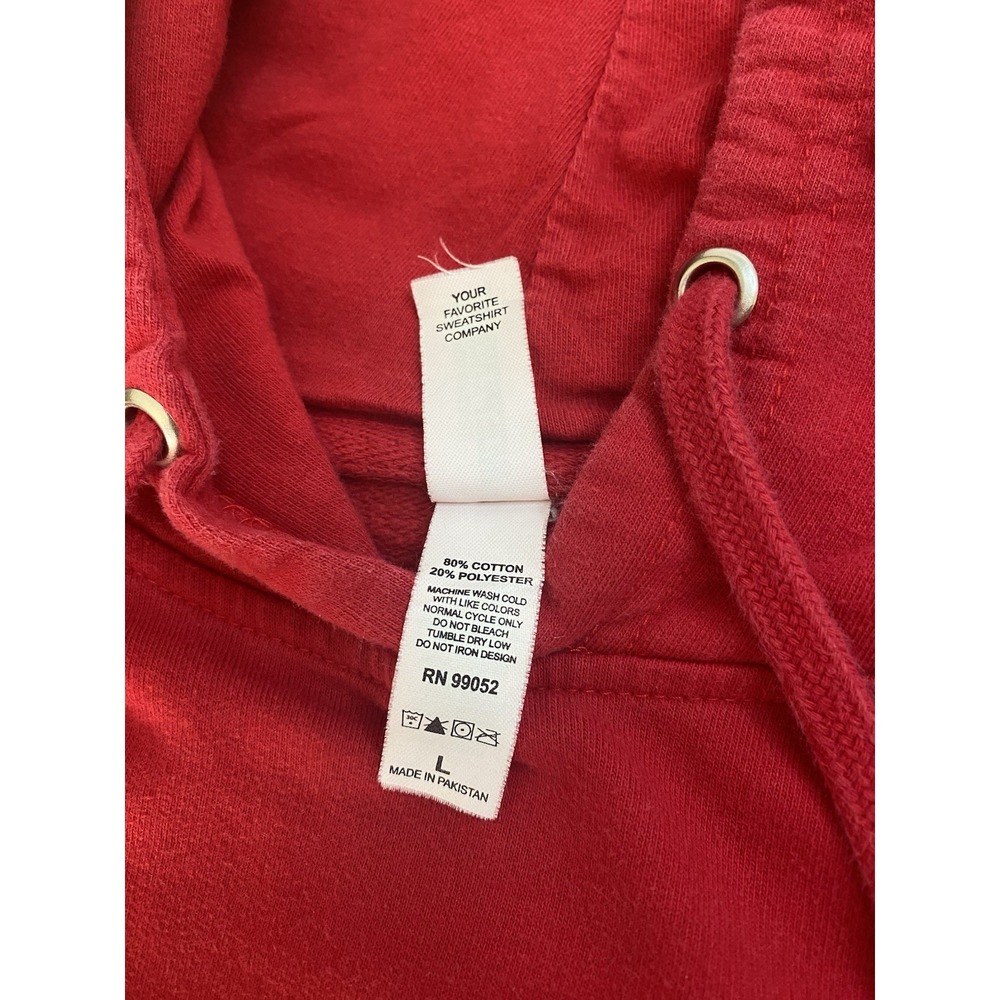 Independent Trading Company "God First" Red Hoodie SZ LRG Church Drawstring - Picture 11 of 11